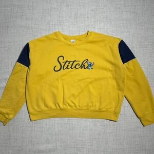 Disney Stitch Graphic Sweatshirt Gold Blue Long‎ Sleeve Pullover Teen XXL (19)